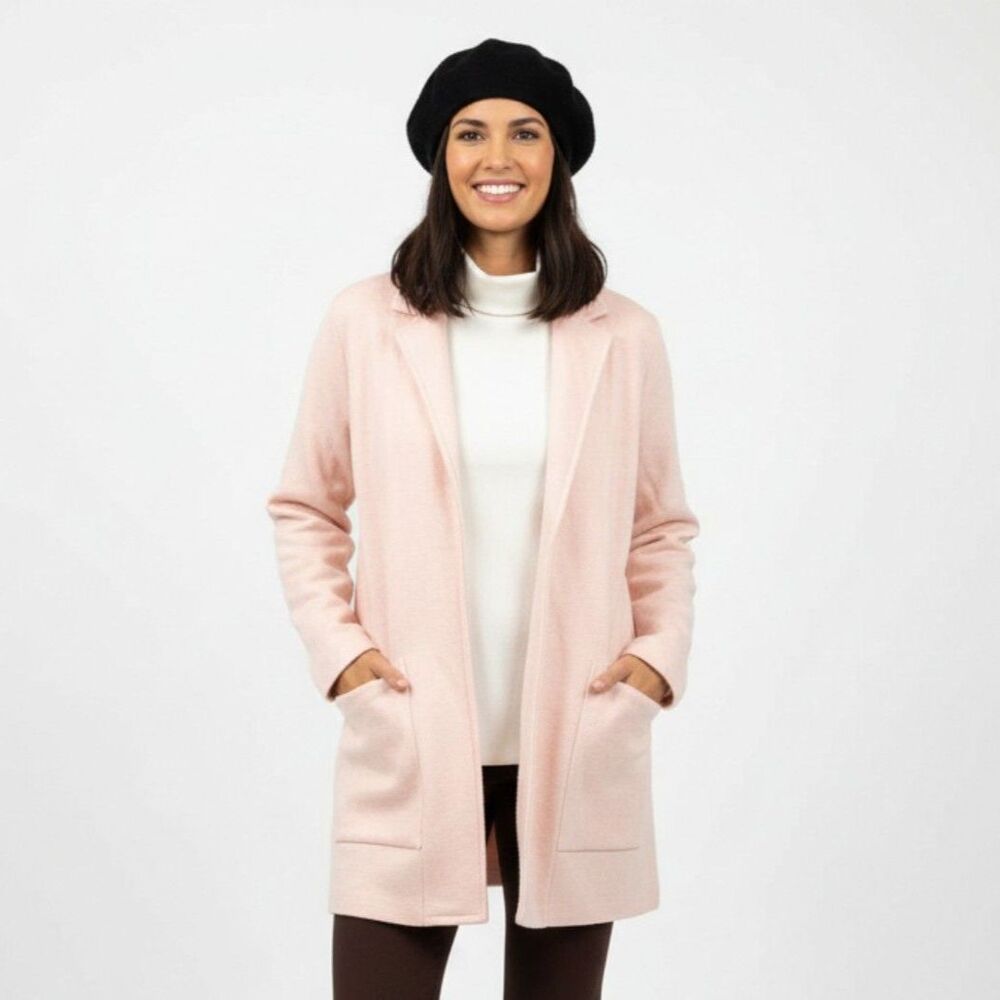Magaschoni Pink Knit Long Sleeve Open Front Cardigan Shacket Jacket S